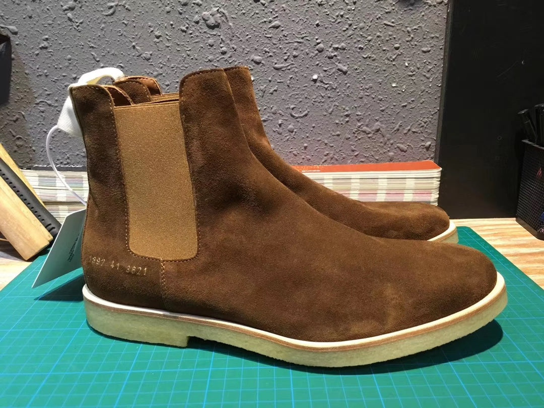 Common Projects Chelsea Boot in Brown Suede, 1897-3621: brown suede chelsea boot pair