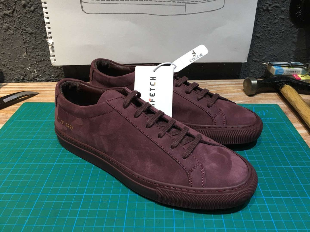 Common Projects Achilles Low in Bordeaux Nubuck, 2092-3497: bordeaux nubuck achilles low pair