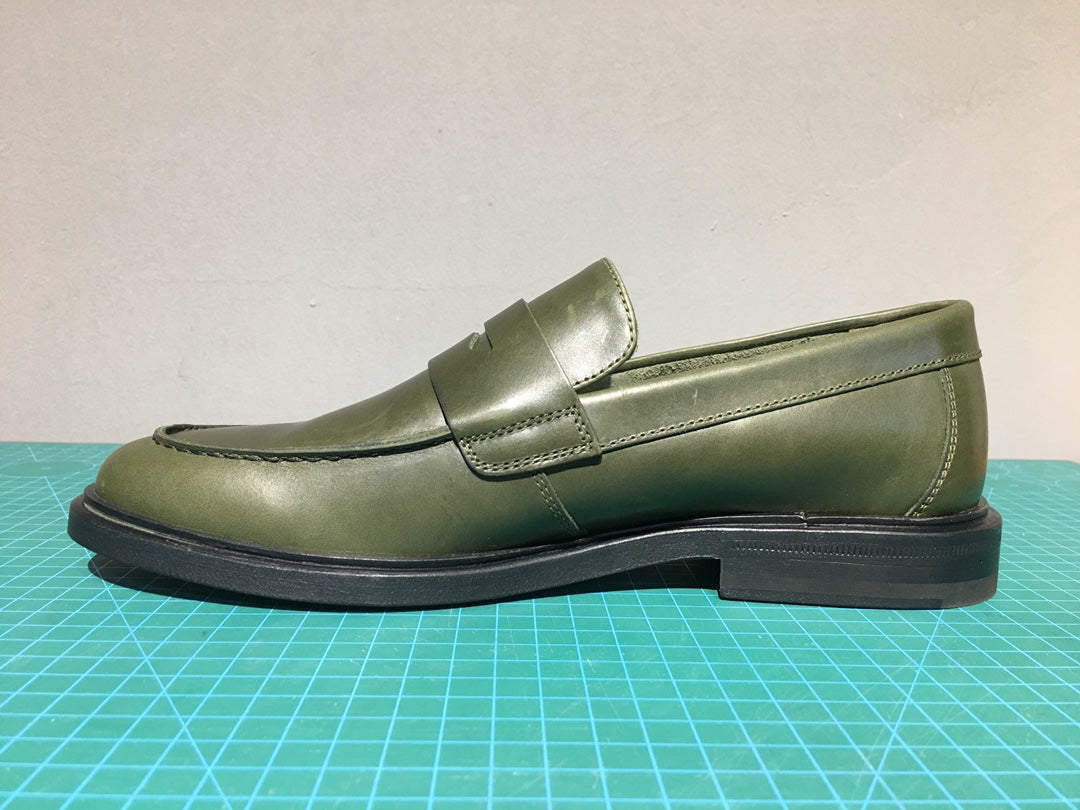 Common Projects Leather Loafer in Green, 2306-1090: green leather loafer profile