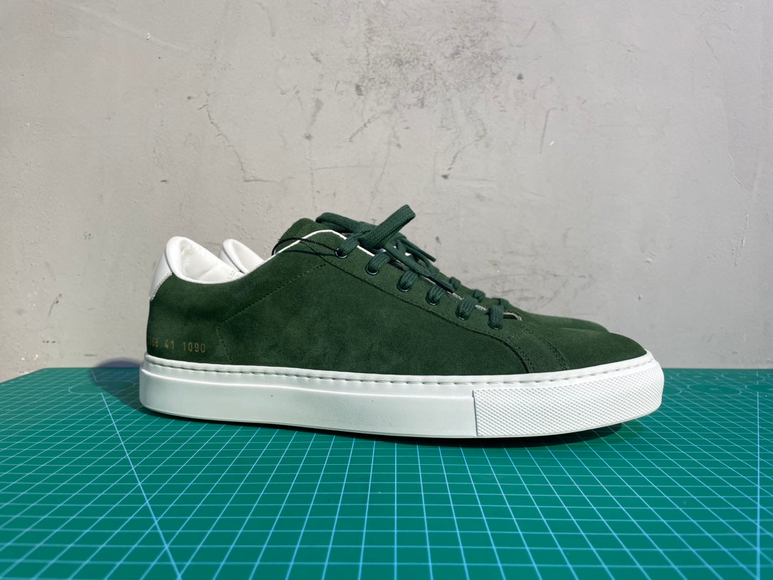 Common Projects Retro Low in Green Suede, Archive Set 0425: green suede retro low pair