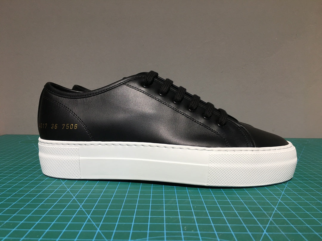 Common Projects Women's Achilles Low Platform in Black and White, Archive Set 0780: black and white achilles low platform pair