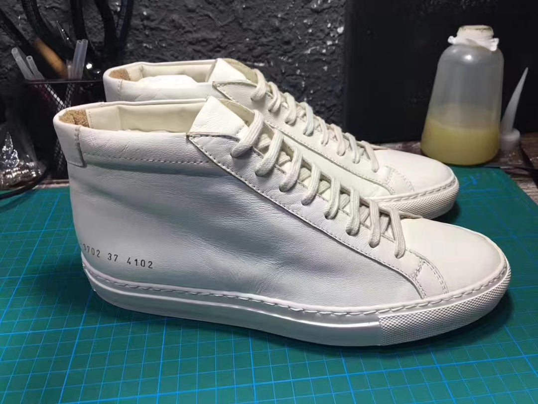 Common Projects Women's Achilles Mid in Beige, Archive Set 0868: beige achilles mid pair
