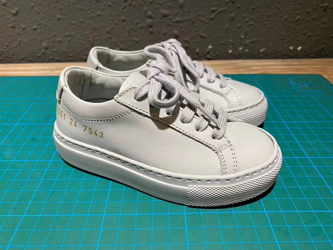 Common Projects Kids Achilles Low in Grey, Archive Set 1133: grey kids achilles low pair