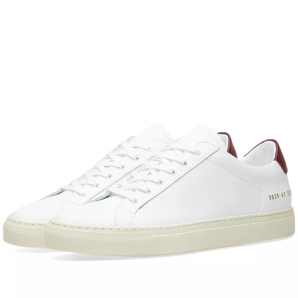 Woman by Common Projects Original Achilles Retro Low White & Burgundy - product view 2