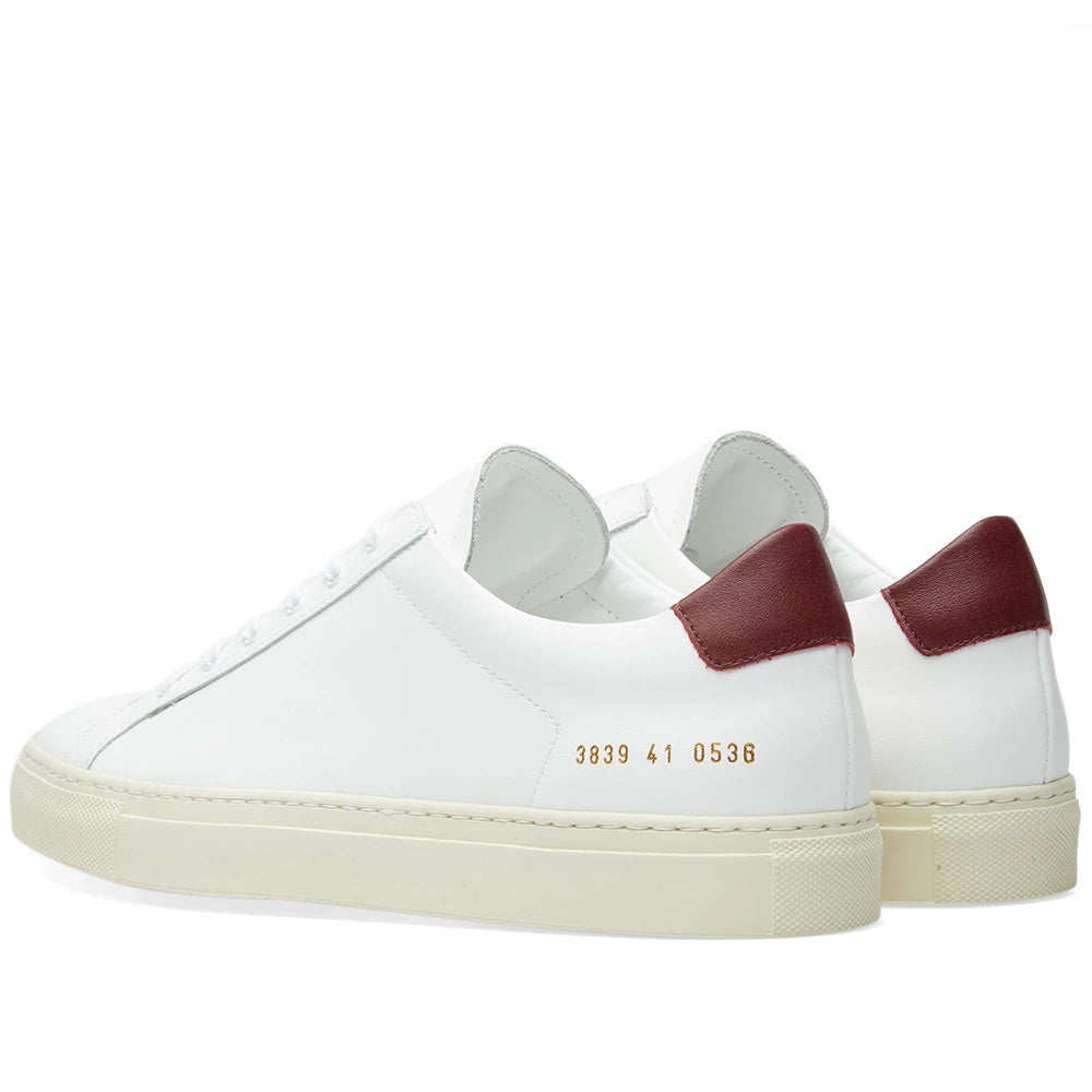 Woman by Common Projects Original Achilles Retro Low White & Burgundy - product view 3