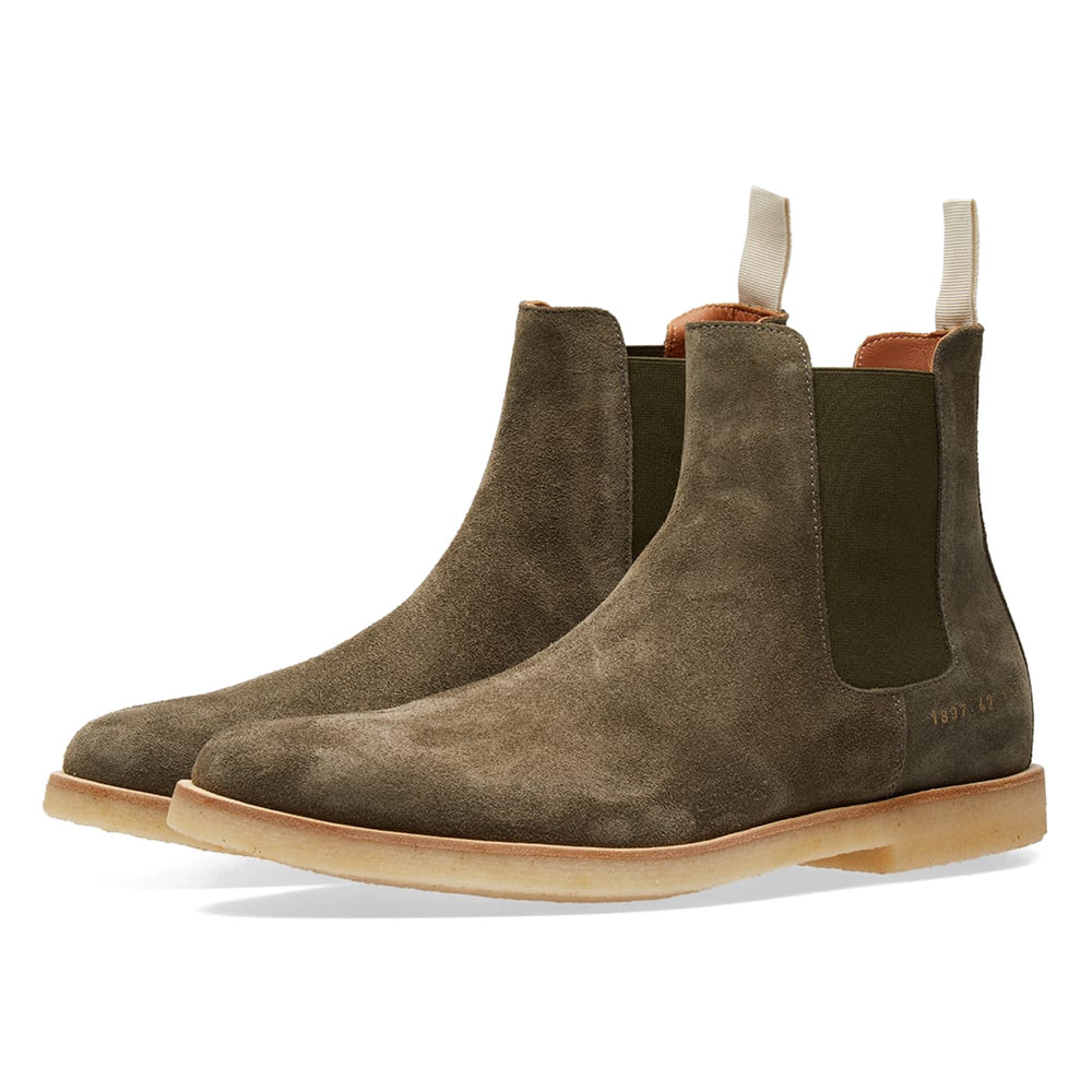 Woman by Common Projects Chelsea Boot Olive Suede 3801-1010 — image 1