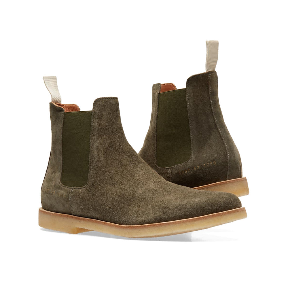 Woman by Common Projects Chelsea Boot Olive Suede 3801-1010 — image 7
