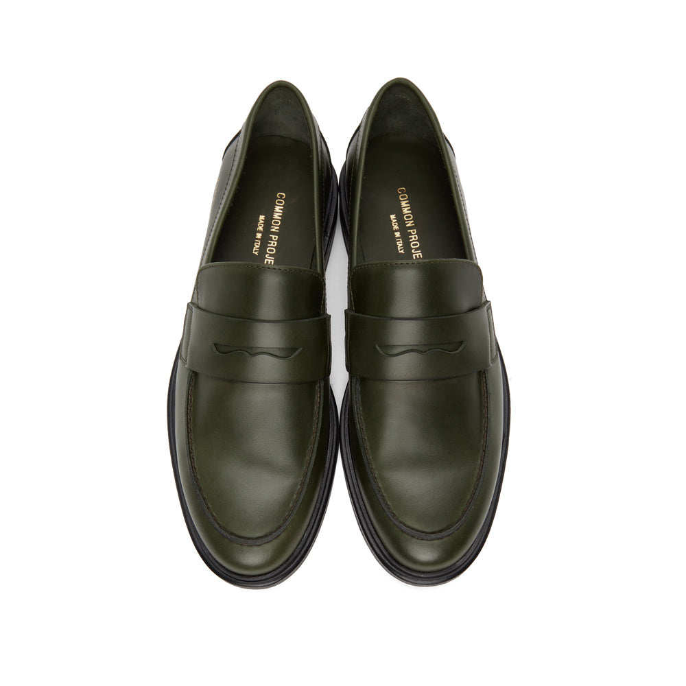 Common Projects Leather Loafers Green Waxed Leather 2306-1090 — image 5