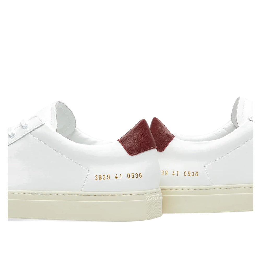 Woman by Common Projects Original Achilles Retro Low White & Burgundy — image 5