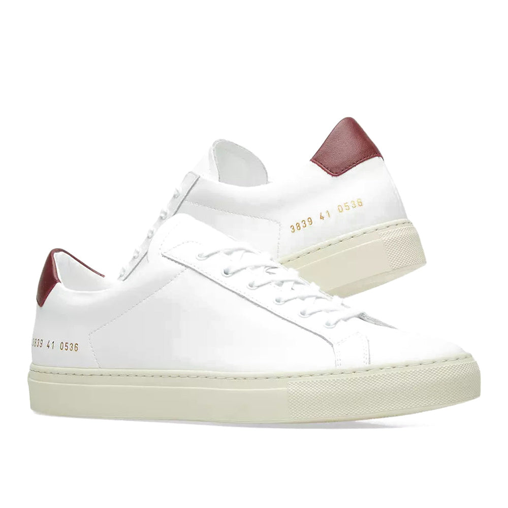 Woman by Common Projects Original Achilles Retro Low White & Burgundy — image 7